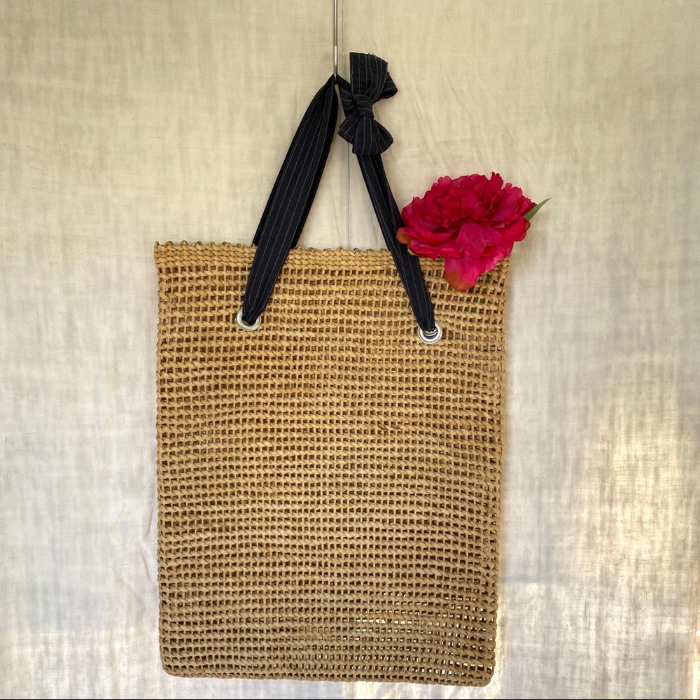 Vintage Unique Natural Woven Straw Large Tote Bag